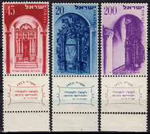 ISRAEL Poste  68 à 70 ** MNH + Full TAB Nouvel An 5714 Jérusalem Petah Tikva Safed  (CV 20 €) - Unused Stamps (with Tabs)