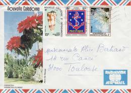 NOUVELLE CALEDONIE NOUMEA 1985 POINSETTIA COQUILLAGE JOURNEE DES ARMEES FLORE LETTRE PAR AVION STAMP TIMBRE MARCOPHILIE - Brieven En Documenten