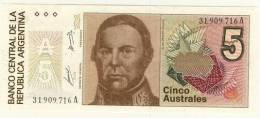 BILLET # ARGENTINE # 5 AUSTRAL  # CINCO AUSTRAL # 1985 # JUSTO JOSE DE URQUIZA - Argentine