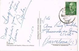 2974. Postal LOGROÑO (rioja) 1963.Vista Espolon Y Quiosco De Musica - Cartas & Documentos