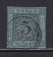 Baden Used Scott #8 3kr Numeral, Black On Blue Cancel: 5-ring Target - Afgestempeld