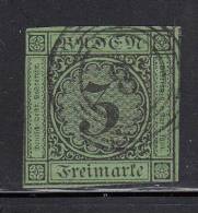 Baden Used Scott #7 3kr Numeral, Black On Green Cancel: 5-ring Target '8' - Used