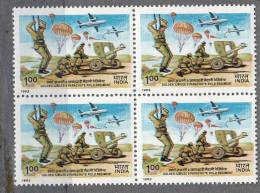 INDIA, 1993, Golden Jubilee Of 9th Parachute Field Regiment,  Block Of 4, MNH, (**) - Neufs