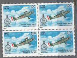 INDIA, 1993, Diamond Jubilee Of No 1 Squadron, Indian Air Force,  Block Of 4, MNH, (**) - Nuovi