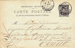 POST CARD STATIONERY, 1900, SENT TO MAIL FRANCE - 1898-1900 Sage (Type III)