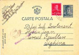 STATIONERY POST CARD, 5 LEI, EMERGENCY 5LEI STAMP, WW2, KING MICHAEL, CENSORED LUGOJ NR 7, 1942, ROMANIA - Cartas De La Segunda Guerra Mundial