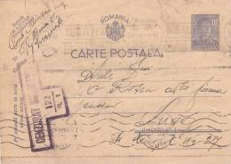 STATIONERY PC, 10 LEI,  WW2, KING MICHAEL,CENSORED BUCHAREST #122, CANCELL, COMUNIST PROPAGANDA, 1941, ROMANIA - World War 2 Letters