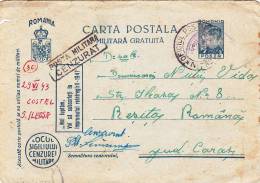 STATIONERY FREE MILITARY PC, WW2, KING MICHAEL,CENSORED MILITARY POSTAL ,COMUNIST PROPAGANDA, 1943, ROMANIA - World War 2 Letters