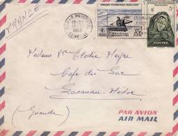 DAKAR PRINCIPAL SENEGAL AFRIQUE COLONIE FRANCAISE LETTRE PAR AVION STAMP TIMBRE FLAMME MARCOPHILIE 2 SCANS - Lettres & Documents