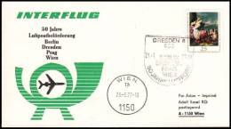 Germany GDR 1977, Airmail Cover Dresden To Wien "50 Years Of Airmail Transport" - Brieven En Documenten