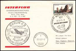 Germany GDR 1967, Airmail Cover Berlin To Wien, First Post-flight - Briefe U. Dokumente