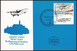 Israel 1985, Maximum Card "The Beinnin Of Aviation In The Holy Land" - Cartes-maximum