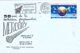 SPECIAL COVER, ESPACE, SPACE, 30 YEARS FROM FINISHING MERCURY PROGRAM, 1993, ROMANIA - Afrique