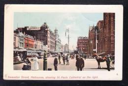 AUS-31 SWANSTON STREET MELBOURNE SHOWING ST PAULS CATHEDRAL ON THE RIGHT - Melbourne