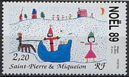 St PIERRE ET MIQUELON 1989 - Y/T N°:   512  - Noël Dessin D´enfant - Neuf Sans Charnière - Côte 1,25 €uros - Unused Stamps