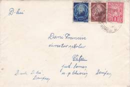 COVER NICE FRANKING  COAT OF ARMS RARE COMBINATION + REVENUE STAMPS IOVR 1952 ROMANIA. - Covers & Documents