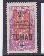 TCHAD N° 52a 20F S 5F VIOLET ET ROUGE SANS POINT APRES LE F NEUF AVEC CHARNIERE - Autres & Non Classés