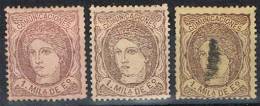 Sellos 1 Mils Alegoria 1870, Variedades Color, Num 102, 102a Y 102c */º - Neufs