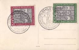 G) 1935 GERMANY, 2 “LüBECK CHURCH” RED & GREEN FEDERAL GERMANY, CANCELLED, POST CARD XF - Errors & Oddities