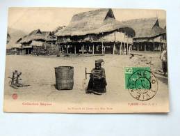 Carte Postale Ancienne : LAOS : Le Travail Du Coton Aux Hua Pahn, Timbre - Laos