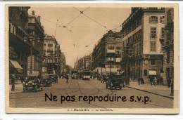 - 2 - Marseille - Le Bas De La Canebiére - Belle Animation, La Bourse, Voitures Anciennes, Non écrite, BT, Scans. - Canebière, Centro Città