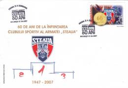 SPECIAL OBLITERATION ON FDC COVER,  STEAUA BUCHAREST, 2007, ROMANIA - Clubs Mythiques