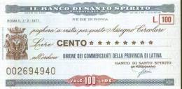 BANCO DI SANTO SPIRITO - ROMA - Lire 100 - [10] Chèques