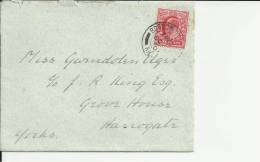 INGLATERRA BORDON CC A HARROGATE AL DORSO MAT LLEGADA - Lettres & Documents