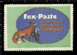 Old Original German Poster Stamp Advertising Cinderella Reklamemarke - Paste Fox - Shoes Boots Schuhe Stiefel - Game