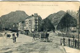 CPA 38 GRENOBLE COURS SAINT ANDRE ET AVENUE DE VIZILLE 1916 - Grenoble