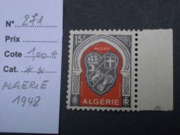 ALGERIE  *  *   De  1948     "   Blason - Types De 1947   "   N°  271    1 Val . - Neufs