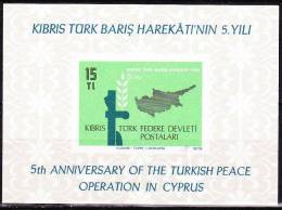 Cyprus / Turkey : 1970 5 Years Of Turkish Invasion On Cyprus MNH Block Michel B 1 - Neufs