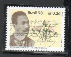 139 BRASIL 1998- 100 Añps De La Muerte De  J. Cruz E Sousa 1v - Ungebraucht