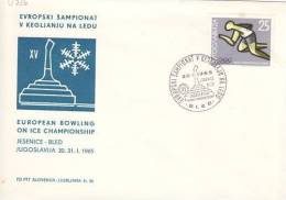 YUGOSLAVIA 1965 BOWLING ON ICE EUROPEAN  CHAMPIONSHIP COVER WITH POSTMARK - Bowls