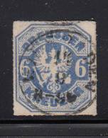 Prussia Used Scott #26 6kr Coat Of Arms, Rouletted Blue - Oblitérés