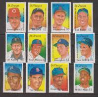 St Vincent 1989 US Famous Baseballers Set 12 MNH - St.Vincent Und Die Grenadinen