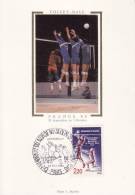 VOLLEYBALL FRANCE 1986 CHAMPIONNAT DU MONDE SPORT PHOTO SUR SOIE OBLITERATION & TIMBRE 1ER JOUR D´EMISSION - Volleyball