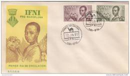 Maroc Morocco Ifni FDC 1963 Lettre Cover Enveloppe 1er Jour Pour Barcelone - Ifni