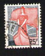 FRANCE Oblitération Ronde Used Stamp Marianne à La Nef 25F 1959 Y&T 1216 - 1959-1960 Marianne (am Bug)