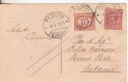 9*-Tassate-Segnatasse-Cartolina Poesia G.Bertacchi-10c.Leoni Tassata 10c. Fermo Posta-1919-Messina X Catania-Perfetta - Taxe