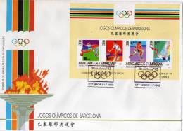 MACAU 1992  JOGOS OLÍMPICOS DE BARCELONA  JEUX OLYMPICS DE BARCELONA OLYMPICS OF BARCELONA - FDC