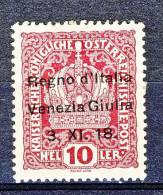 Venezia Giulia 1918 SS 1 N. 4 H 10 Lacca MNH - Vénétie Julienne