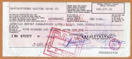 Timbre Fiscal ? Sur Cheque Antwerpen New York Genua  - 2 Scans - Fiscales