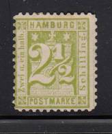Hamburg MH Scott #23  2 1/2s Numeral, Yellow Green - Reprint? - Hambourg