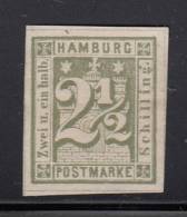 Hamburg Unused Scott #12  2 1/2s Numeral, Green - Probable Reprint - Hamburg