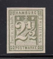 Hamburg Unused Scott #12  2 1/2s Numeral, Green - Probable Reprint - Hamburg
