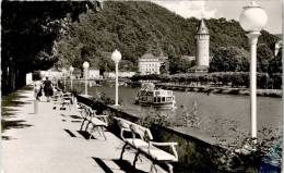 AK Bad Ems, Kurparkpartie Mit Lahn, Ung (Dampfer, Menschen) - Bad Ems