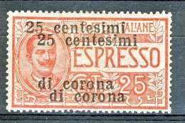 Trento E Trieste 1919 Espressi SS 2 VARIETA'DOPPIA SOPRASTAMPA N. 1a C. 25 Su C. 25 Rosso  MNH Cat. € 225 - Trentin & Trieste