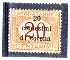 Trento E Trieste 1919 Segnatasse SS 3 N. 3 C. 20 Su C. 20 Arancio E Carminio. MNH - Trente & Trieste