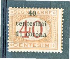 Trento E Trieste 1919 Segnatasse SS 3 N. 5 C. 40 Su C. 40 Arancio E Carminio. MNH - Trente & Trieste
